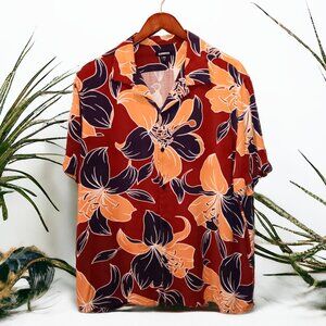 Express ★ Men's Rayon Short Sleeve Button-Up ★ Kauai Summer Hawaiian Print